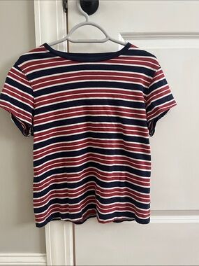 aerie Navy, Red & White Striped Short Sleeve Tee